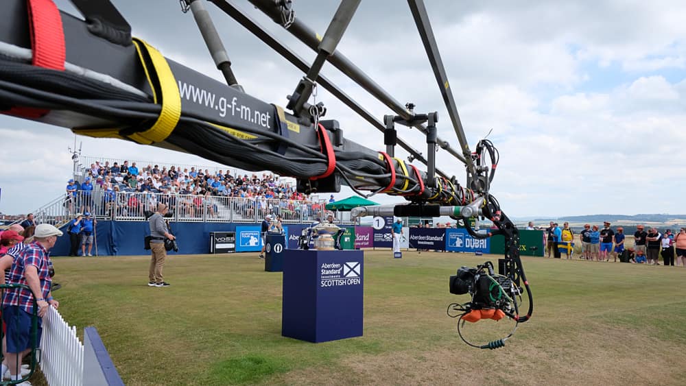 GF-9 crane over the crowd at the Scottish Open