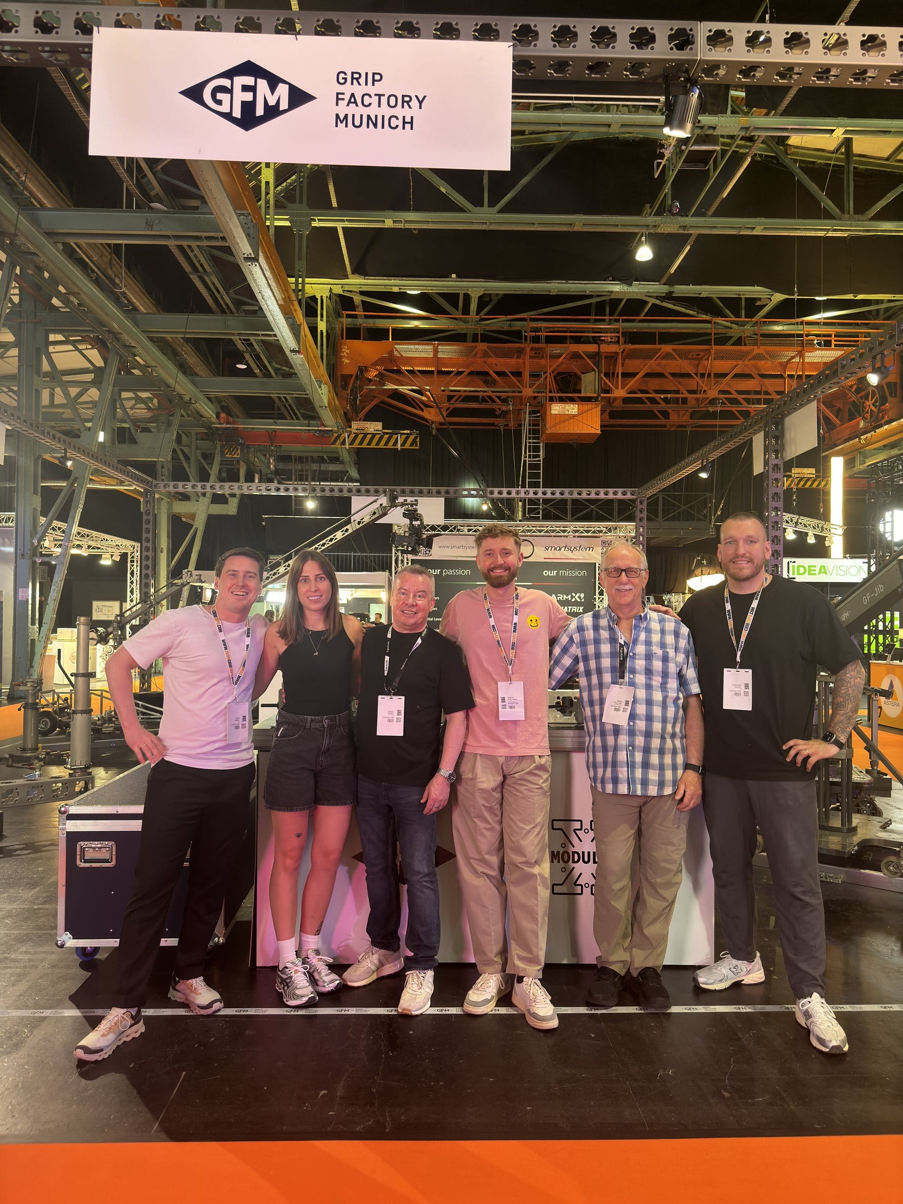 The Grip Factory Munich team at the trade show booth, under the GFM banner, announcing the Modulus-X® partnership